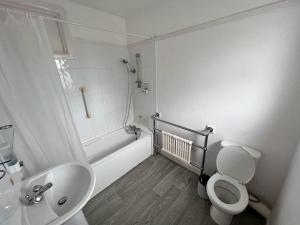 uma casa de banho com um WC e um lavatório em Born Park em Bournemouth