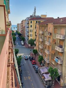 an aerial view of a city street with buildings at A spasso in Ventimiglia