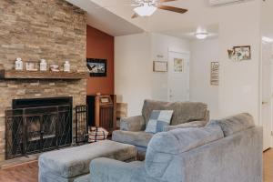 a living room with two couches and a fireplace at 47MF - WiFi - Fireplace - Sleeps 6 in Maple Falls