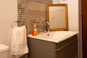 W łazience znajduje się umywalka i lustro. w obiekcie Hermoso Apartamento a estrenar w BuenosAires