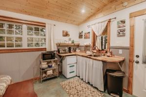 cocina con fregadero y encimera en 72MF - Rustic - Pets Ok - Sleeps 2 cabin, en Maple Falls