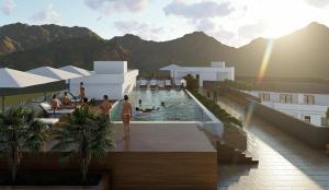 un'interpretazione di un resort con persone in piscina di Apartment Trebinje Sun a Trebinje