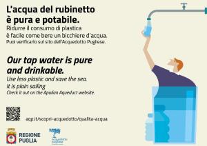 aographics illustration of a person reaching for a bottle of water at Villa Susanna in Brindisi