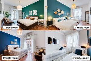 2 Bilder von einem Schlafzimmer mit 2 Betten und einem Wohnzimmer in der Unterkunft BDC - Trastevere Apartment in Rom