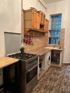 a kitchen with a stove and a dishwasher in it at STUDIO BASSE CASBAH in Kasbah