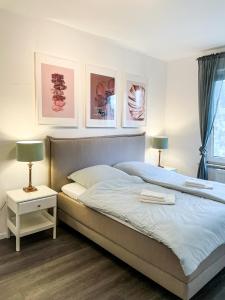 Кровать или кровати в номере Apartment für 3 Gäste Messe- und Citynah