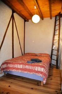 ein Schlafzimmer mit einem Bett und einer Leiter in der Unterkunft Maison d'une chambre a Perrigny sur Armancon in Perrigny-sur-Armançon