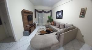- un salon avec un canapé et une télévision dans l'établissement Centro da Cidade Vista para Praça, à Urubici