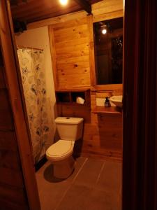 a bathroom with a toilet and a sink at Glamping entre bosques in La Calera