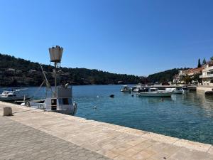 a group of boats are docked in a harbor at Apartment Nela in Brna