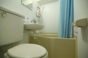 un piccolo bagno con servizi igienici e lavandino di KB House Shinjuku Double room Free poket wifi! a Tokyo