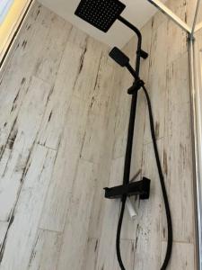 un microphone sur le sol dans une pièce dans l'établissement Appartement Cosy à 300m de la Mer / Cosy flat at 300m from the sea, à Merlimont