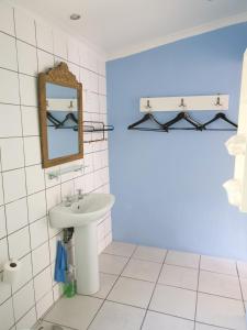 uma casa de banho com um lavatório e um espelho em Springfontein Guesthouse em Springfontein