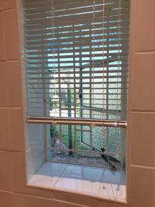 a window in a bathroom with a blind on it at Springfontein Guesthouse in Springfontein