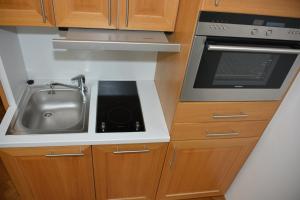 a small kitchen with a sink and a stove at Apartmán Javor in Pec pod Sněžkou +71 photos