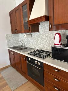 a kitchen with a stove and a sink at Cami s holidays home in Catania