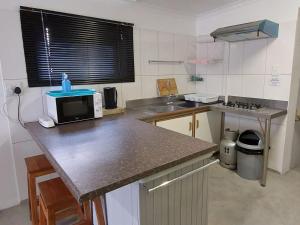 a kitchen with a counter top with a microwave at High Level Self Catering in Agulhas