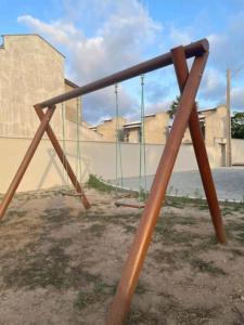 an old swing set in an abandoned playground at Ap Remanso in Barreirinhas