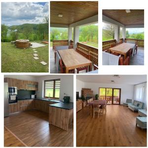 un collage de cuatro fotos de una casa en Relikvia, en Sovata