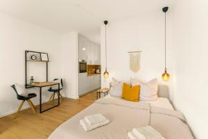 Ένα ή περισσότερα κρεβάτια σε δωμάτιο στο Modernes Apartment im Kaiserkiez