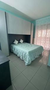 een slaapkamer met een bed in een kamer met een raam bij Casa vacanze “Villa Paola” in Pescara
