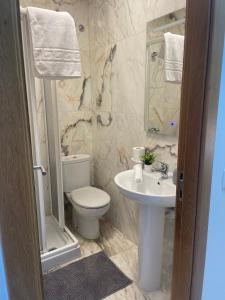 a bathroom with a toilet and a sink at CAMPOS DE BALEA (1ªPLANTA) in O Grove