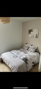 - une chambre dotée d'un lit avec une couverture et des oreillers dans l'établissement Le LH CENTRE VILLE, au Havre