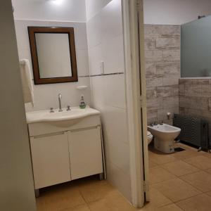 巴拉那的住宿－Monoambiente Urquiza，一间带水槽和卫生间的浴室