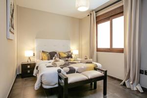 a bedroom with a large bed and a window at Apartments Alba in El Médano