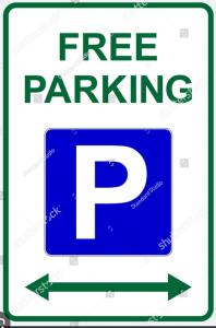 uma ilustração de um sinal de estacionamento gratuito com as palavras estacionamento gratuito em Staycation Apartment, Free Parking ,kitchen & washroom ensuite em London