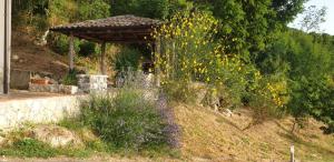 a garden with a gazebo on a hill with flowers at La Locanda dei Cavalieri in Mormanno