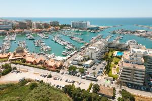 an aerial view of a harbor with boats at Marina Vilamoura Relax Apartment in Vilamoura