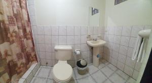 een badkamer met een toilet en een wastafel bij Hotel Cisne II in Santa Elena