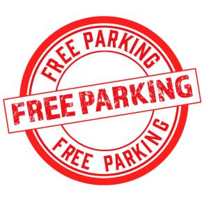 timbro rosso per il parcheggio gratuito con testo gratuito di L' essenziale a Livorno