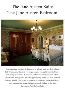 a poster for the jane austen suite the james austen bedroom at Quernmore Park Hall in Lancaster