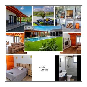 un collage de fotos de casas y una piscina en Casas Cristea en Cehegín