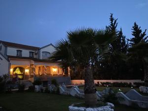 ein Haus mit einer Palme im Hof in der Unterkunft Villa mhaya in Oujda