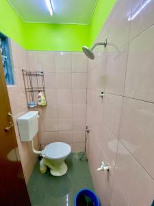 a bathroom with a toilet and a shower at AISY HOMESTAY - Rumah 4,5 in Kampong Tanjong Karang