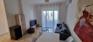 a living room with a couch and a tv at The Apartments in VALAMAR in Hamallë