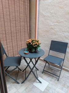 バウネーイにあるLa dépendance di Andreinaの椅子2脚と花瓶
