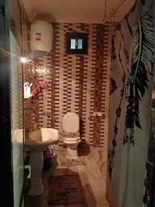La salle de bains est pourvue de toilettes et d'un lavabo. dans l'établissement Big , Pyramid view, au Caire