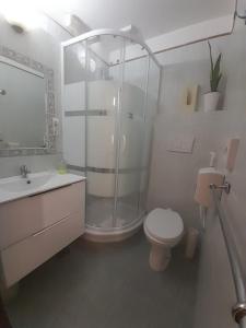a bathroom with a shower and a toilet and a sink at GUEST HOUSE FIDARDO in Rome
