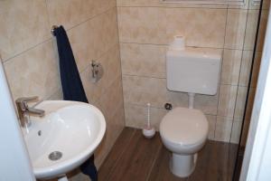 a bathroom with a white toilet and a sink at Apartman Maga in Čapljina