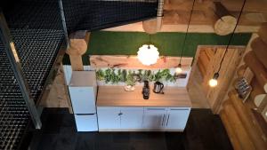 an overhead view of a kitchen in a house at Chalet Helen Deluxe Zimmer in Bad Goisern