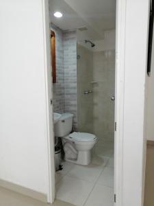 a bathroom with a toilet and a shower at Lindo Apartamento en alquiler in Rionegro