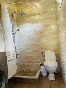 łazienka z prysznicem i toaletą w obiekcie Cottage in Racha Khoteura w mieście Ambrolauri