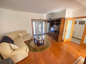 a living room with a couch and a tv at Cantinho Do Paul in Arouca