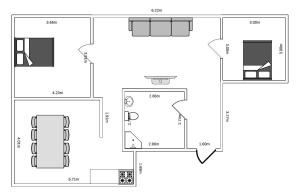 a floor plan of a house at Bright Apartment in the Old Town of Copenhagen in Copenhagen
