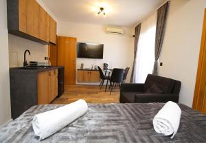 Kuchyň nebo kuchyňský kout v ubytování Apartmani Krka Rooms + 37 fotografií
