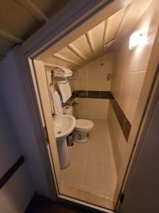 a small bathroom with a toilet and a sink at Ata Konağı Ottoman Mansion in Unye